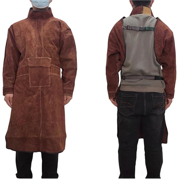 Amazon.co.jp: [YUJIA] 溶接エプロン 牛革 作業エプロン 大判タイプ